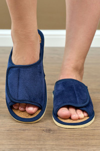 Тапки женские "Lepilov" арт. 122п эко-замша + пробка (р-ры: 37-42) синий велюр