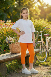 Бриджи детские №7376 вискоза пенье+кашкорсе (р-ры: 28-40) оранжевый