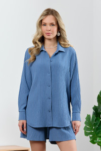 Рубашка женская "Сиеста-5" плательная ткань (р-ры: 44-58) индиго