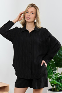 Рубашка женская "Сиеста-5" плательная ткань (р-ры: 44-58) черный