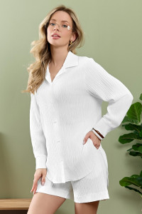 Рубашка женская "Сиеста-5" плательная ткань (р-ры: 44-58) белый