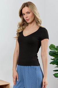 Блузка-топ женская "Сиеста-7" фактурный трикотаж (р-ры: 44-54) черный