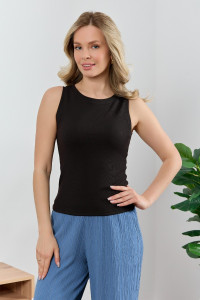 Майка-топ женская "Сиеста-8" фактурный трикотаж (р-ры: 44-54) черный