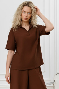 Блузка женская "Ясмина-1" фактурное полотно (р-ры: 44-54) коричневый