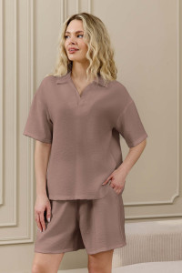 Шорты женские "Ясмина-5" фактурное полотно (р-ры: 44-54) какао