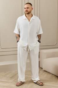 Брюки мужские "Линкольн-3" фактурное полотно (р-ры: 48-58) белый