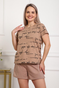 Костюм двойка женский 01077 кулирка (р-ры: 44-56) капучино