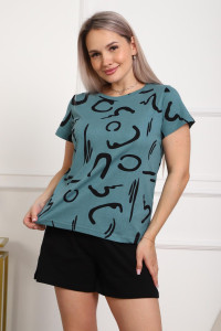 Костюм двойка женский 01077 кулирка (р-ры: 44-56) изумрудный