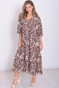 Платье женское Ф1074м штапель (р-ры: 46-56) коричневый