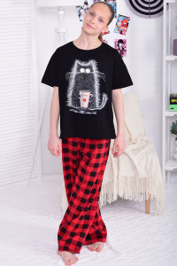 Пижама подростковая 12112а кулирка (р-ры: 36-44) красный