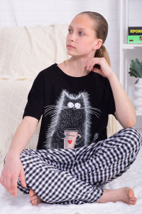 Пижама детская 7315 кулирка (р-ры: 30-34) черный