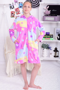 Халат подростковый 12113 велюр (р-ры: 34-46) розовый