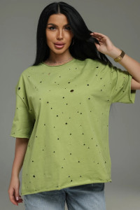 Футболка женская "Винтаж" кулирка пенье деворе (р-ры: 48-58) салатовый