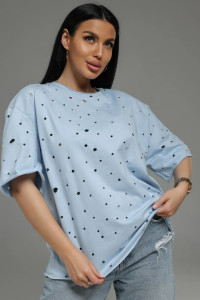 Футболка женская "Винтаж" кулирка пенье деворе (р-ры: 48-58) голубой