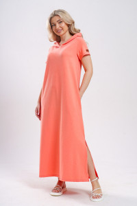 Платье-мантия женское 970 кулирка с лайкрой пенье (р-ры: 44-58) коралл