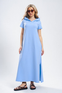 Платье-мантия женское 970 кулирка с лайкрой пенье (р-ры: 44-58) голубой