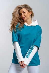 Туника женская 982 футер с лайкрой (р-ры: 44-58) мор.волна