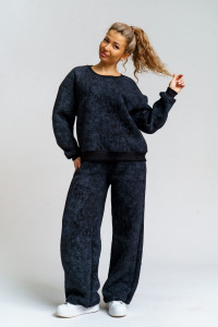 Костюм двойка женский 983 футер 3-х нитка с начёсом пенье (р-ры: 44-54) черный винтаж