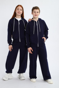 Костюм двойка детский "Олимпия" футер 2-х нитка с лайкрой (р-ры: 140-170) синий