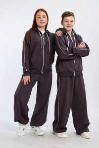 Костюм двойка детский "Олимпия" футер 2-х нитка с лайкрой (р-ры: 140-170) серый