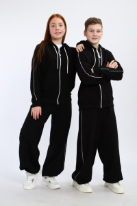 Костюм двойка детский "Олимпия" футер 2-х нитка с лайкрой (р-ры: 140-170) черный