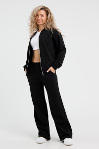 Костюм двойка женский К-066 футер 3-х нитка диагональ (р-ры: 46-56) черный