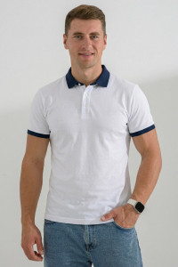 Футболка мужская №14456 пике (р-ры: 48-60) белый