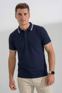 Футболка мужская №14453 пике (р-ры: 48-60) темно-синий