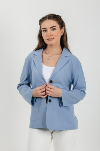 Пиджак женский №059362 лён смесовый (р-ры: 40-50) голубой