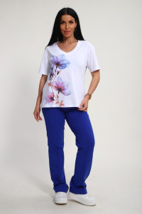 Костюм двойка женский №19138 кулирка-футер (р-ры: 50-60) васильковый