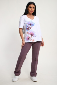 Костюм двойка женский №19138 кулирка-футер (р-ры: 50-60) корица