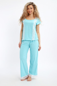 Пижама женская №29033 кулирка (р-ры: 42-56) голубой