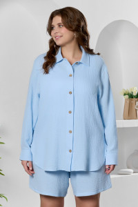 Рубашка женская "Вуаль-6" муслин (р-ры: 48-58) голубой