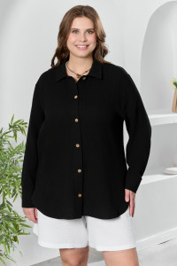 Рубашка женская "Вуаль-6" муслин (р-ры: 48-58) черный