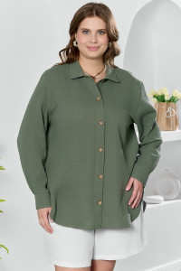 Рубашка женская "Вуаль-6" муслин (р-ры: 48-58) хаки