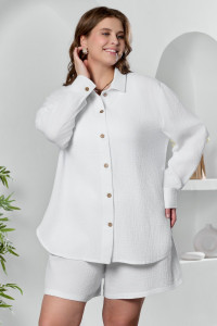 Рубашка женская "Вуаль-6" муслин (р-ры: 48-58) белый