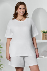 Блузка женская "Вуаль-4" муслин (р-ры: 48-58) белый