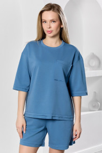 Костюм двойка женский "Терра" футер вискозный (р-ры: 44-54) индиго