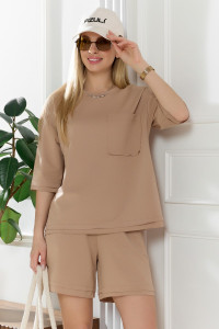 Костюм двойка женский "Терра" футер вискозный (р-ры: 44-54) бежевый