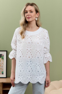Блузка женская "Милица-1" плательная ткань (р-ры: 46-56) белый-4