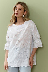 Блузка женская "Милица-1" плательная ткань (р-ры: 46-56) белый-3