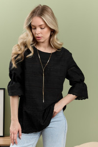 Блузка женская "Милица-1" плательная ткань (р-ры: 46-56) черный-7