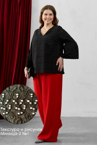 Блузка женская "Милица-2" плательная ткань (р-ры: 48-58) черный-1