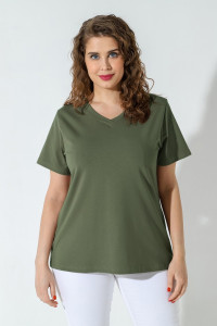 Футболка женская "Базис-5" кулирка с лайкрой (р-ры: 48-58) хаки