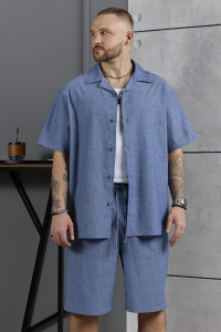 Костюм двойка мужской "Аристократ-2" фактурное полотно (р-ры: 48-58) джинсовый меланж