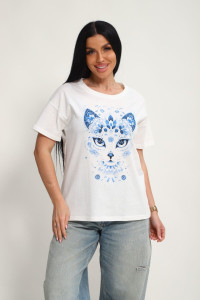 Футболка женская №85675 кулирка (р-ры: 46-56) белый