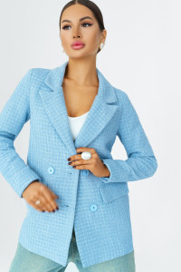 Пиджак женский КР-012ТВД/ГОЛ твид (последний размер) голубой 50,52,56