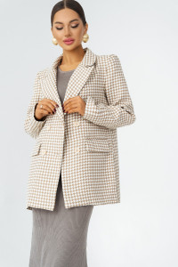 Пиджак женский КР-012ТВД/БЖБ твид (последний размер) белый-бежевый 56
