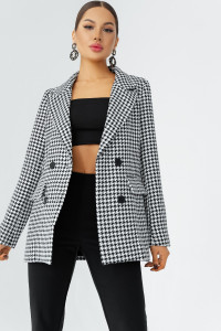 Пиджак женский КР-012ТВД/ЧБ твид (последний размер) черный-белый 42
