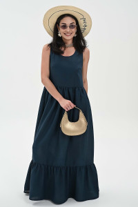 Сарафан женский №059315 лён (р-ры: 44-52) изумрудный